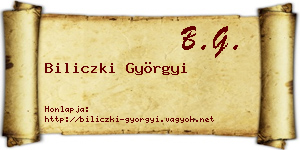 Biliczki Györgyi névjegykártya